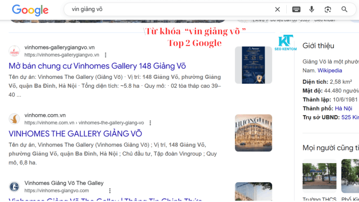 Từ khóa “vin giảng võ ” Top 2 Google