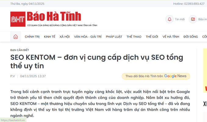 Seo KENTOM khẳng định đơn vị seo uy tín