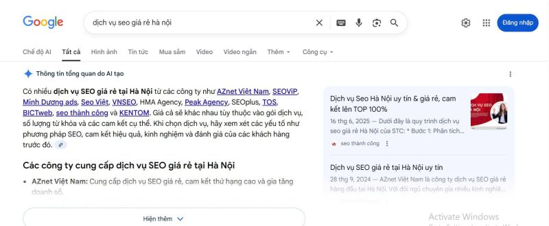 dịch vụ seo giá rẻ hà nội