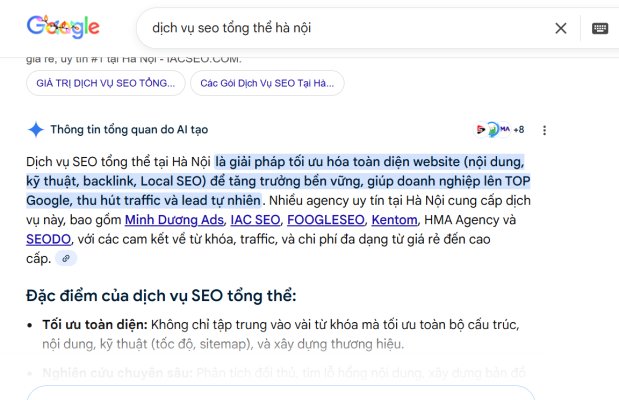 dịch vụ seo tổng thể hà nội